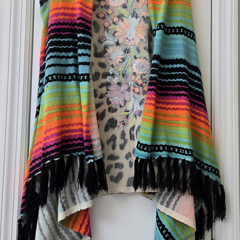 Crazy Train Multicolor Striped Poncho